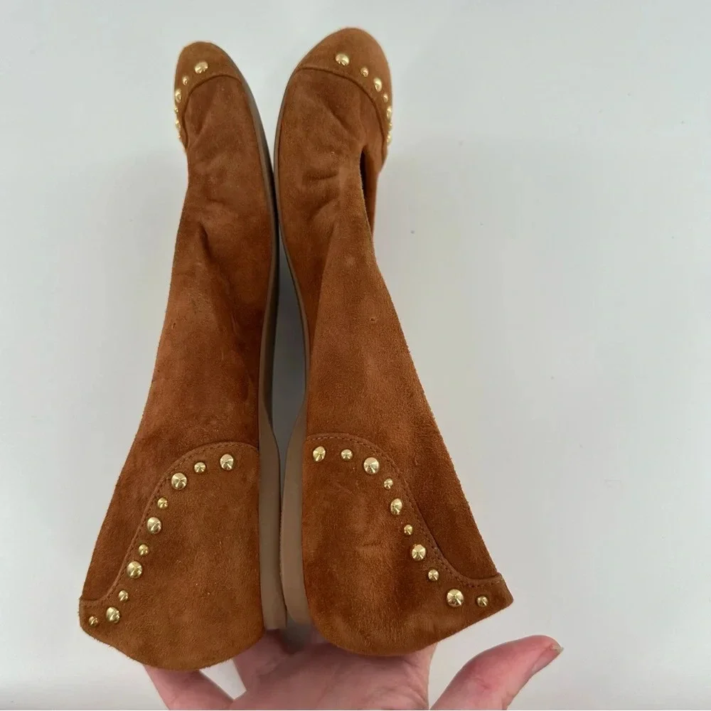 J crew womens ballet flats size 6.5 brown Italian suede  hidden wedges